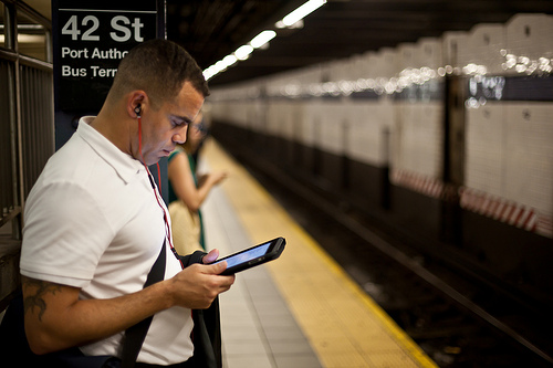 Guy in Subway Reading